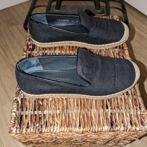 Stuart Weitzman Black Espadrilles Size 7 (Leather/Suede Interior) - Picture 5 of 6